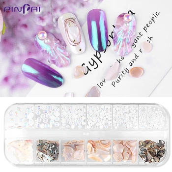 

Marine Style AB Color Pearls Irregular Broken Gradient Abalone Shell Flake Mixed Nail Art Decoration DIY Manicure Beauty Pearls