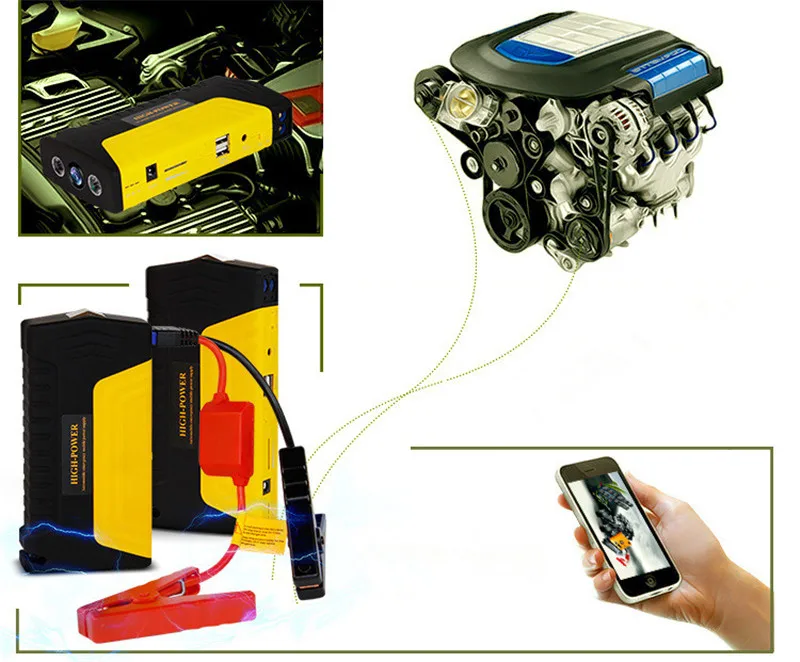 Мини-автомобиль скачок стартер 600A Портативный Зажигалка Мощность банк 12V автомобиль Зарядное устройство для автомобиля Батарея пусковое устройство дизельный бензиновый автомобиль стартер
