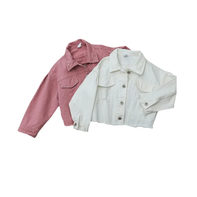 

2019 Denim Jacket Costume for Kids Hooded Jacket Coats Teenage Girl's Casual Pattern Outfits Tops For Children 4-13Y CA908