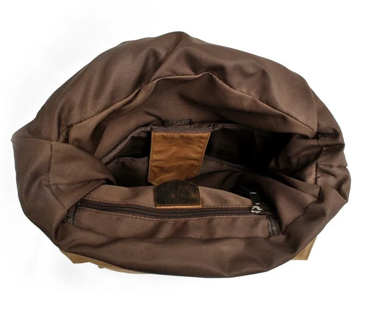 OPEN-UP DISPLAY of Woosir Waxed Canvas Backpack for Hiking 