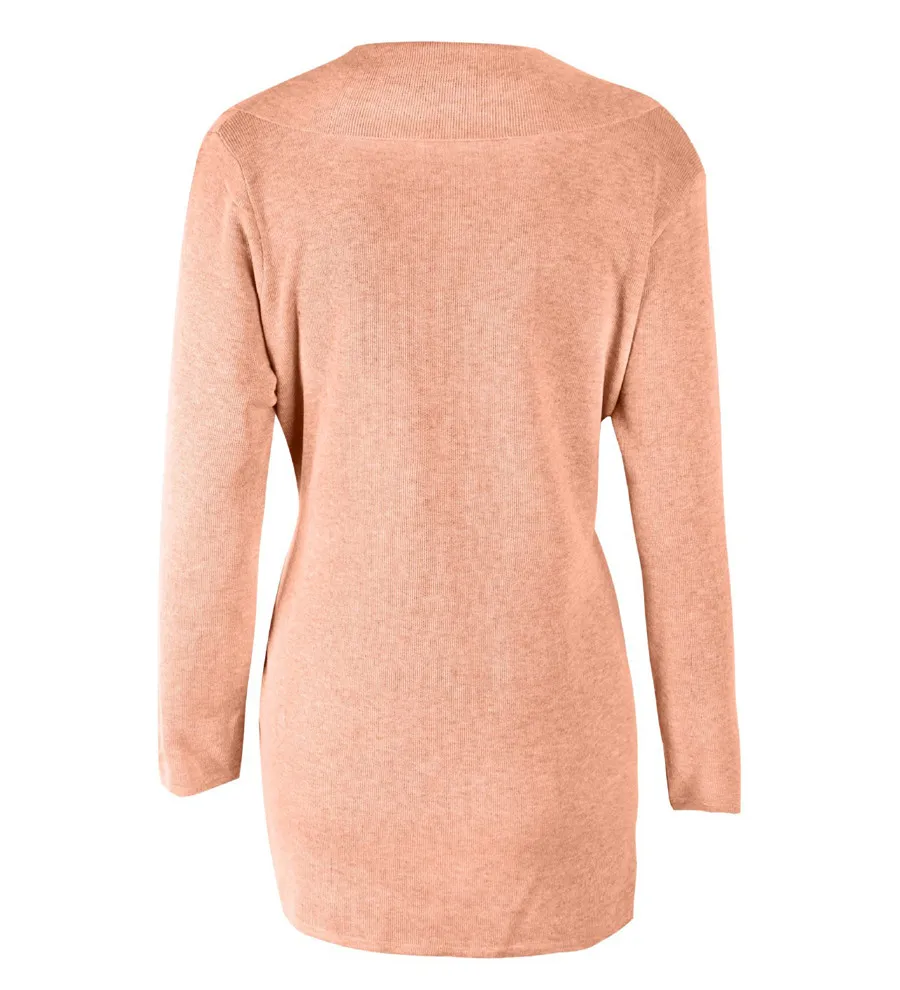 Gladiolus Fashion 2018 Autumn Winter Sweater Women Long Sleeve Turn-Down Collar Belt Tunic Women Knitted Sweater Long Cardigan  (29)