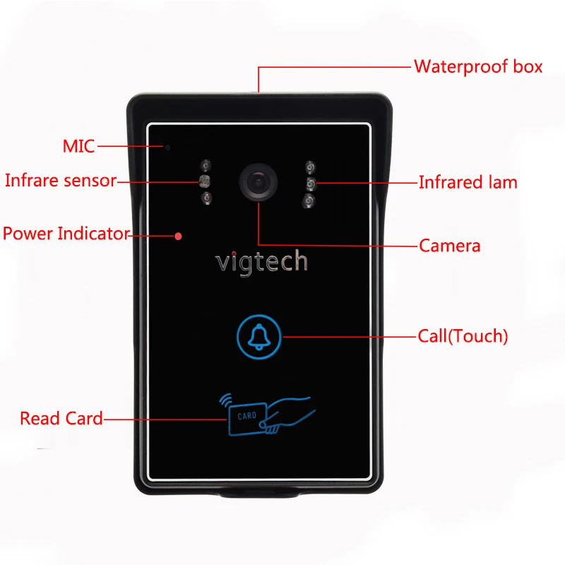 Vigtech домашняя 7 ''ЖК видео домофон комплект 700TVL RFID Водонепроницаемая ИК камера