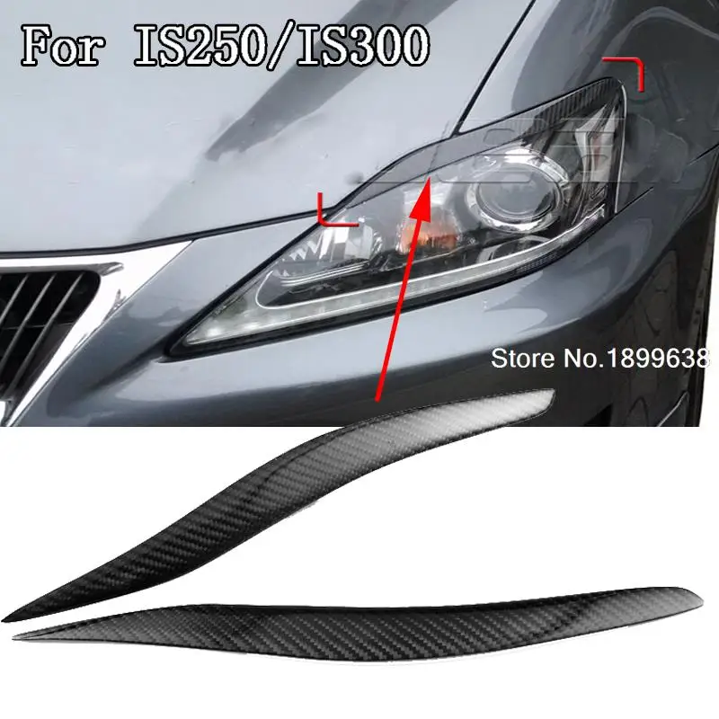100 Carbon Fiber Headlight Eyebrow Eyelids Front Headlight Cover For