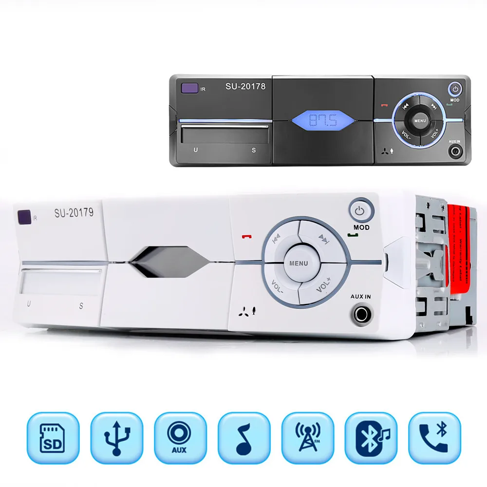 

12V 1din Car radio Bluetooth hands-free FM stereo Supports car holder USB MP3 WMA SD AUX charger remote control autoaudio player