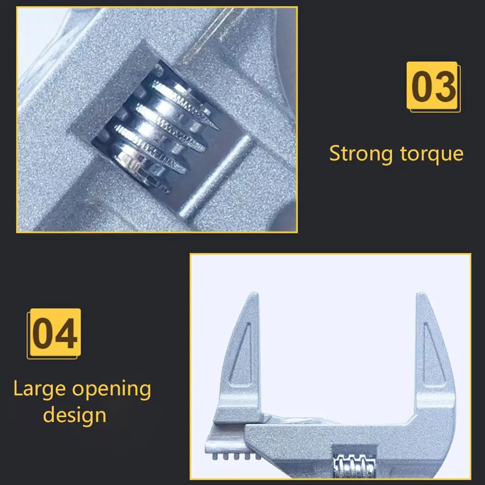 1 шт., регулируемый короткий хвостовик, большой ключ для открывания, универсальный гаечный ключ, гаечный ключ, инструменты для ремонта ванной комнаты, алюминиевый сплав
