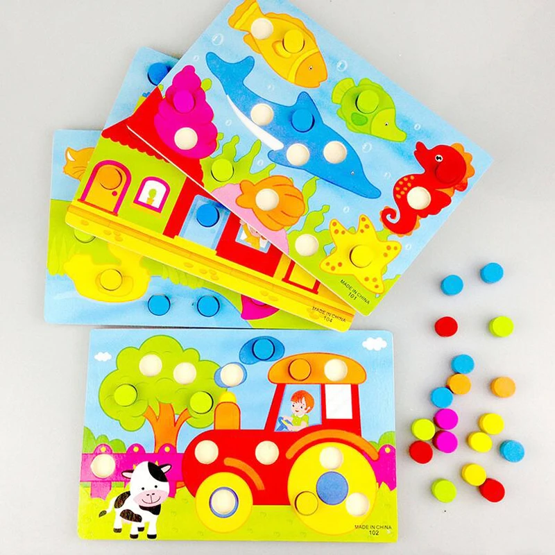 

Baby Educational Button Art Creative Mosaic Toy Nail Composite Picture Puzzle Mushroom Nail Kit Boy Girl MT38