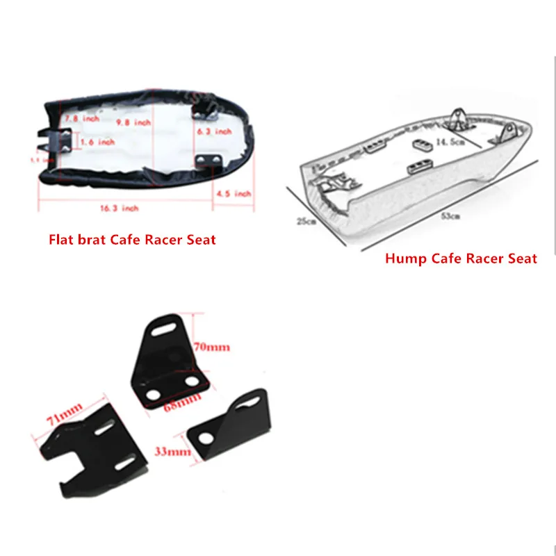 Motorcycle Vintage Flat Brat/ Hump Saddle Cafe Racer Seat Cushion For BMW R50 60 70 Kawasaki KZ Suzuki GT125 GS500E Honda CB CL|Сиденья и