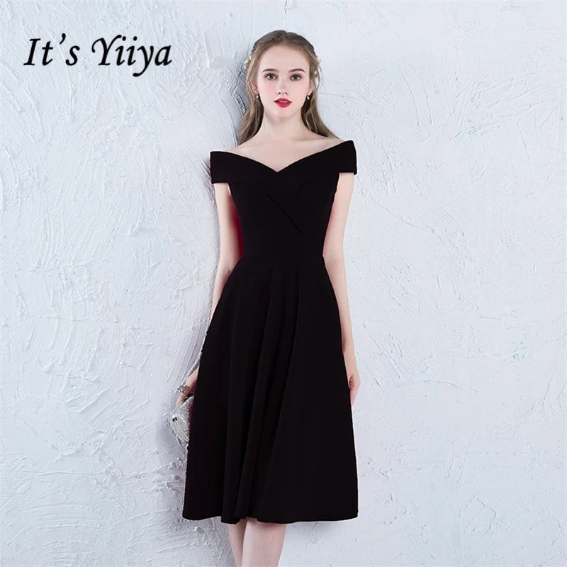 Aliexpress.com : Buy It's Yiiya Black Boat Neck Luxury Elegant Slim ...