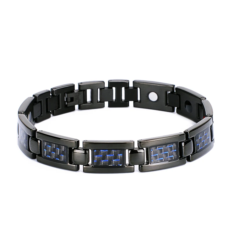 3000 Guass Magnetic Bracelet Energy Health Care Titanium Bracelets Bangle Blue Carbon Fiber For Men Jewelry