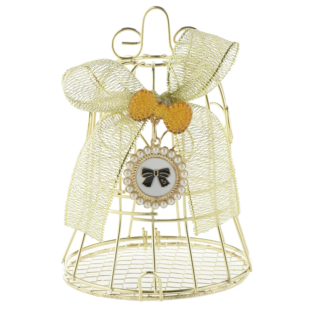 MagiDeal Gold Iron Bell Tin Bar Birdcage Metal Chocolate Candy Box Birthday Shower Party Favor Wedding Bomboniere with Ribbon