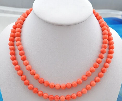 

huij 004902 2strands 19"8mm nature round pink coral bead necklace