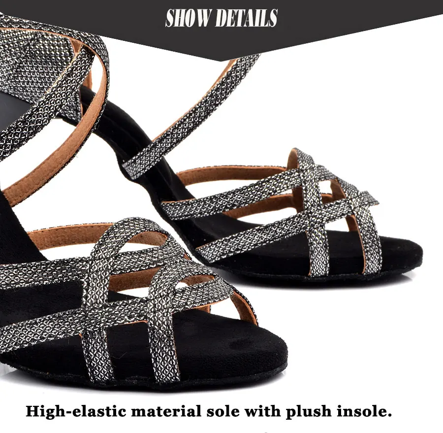 Ladingwu/брендовая танцевальная обувь; женская серая блестящая танцевальная обувь для сальсы; градиентный позолоченный Каблук 7,5 см, 9 см; обувь для латинских танцев; сандалии