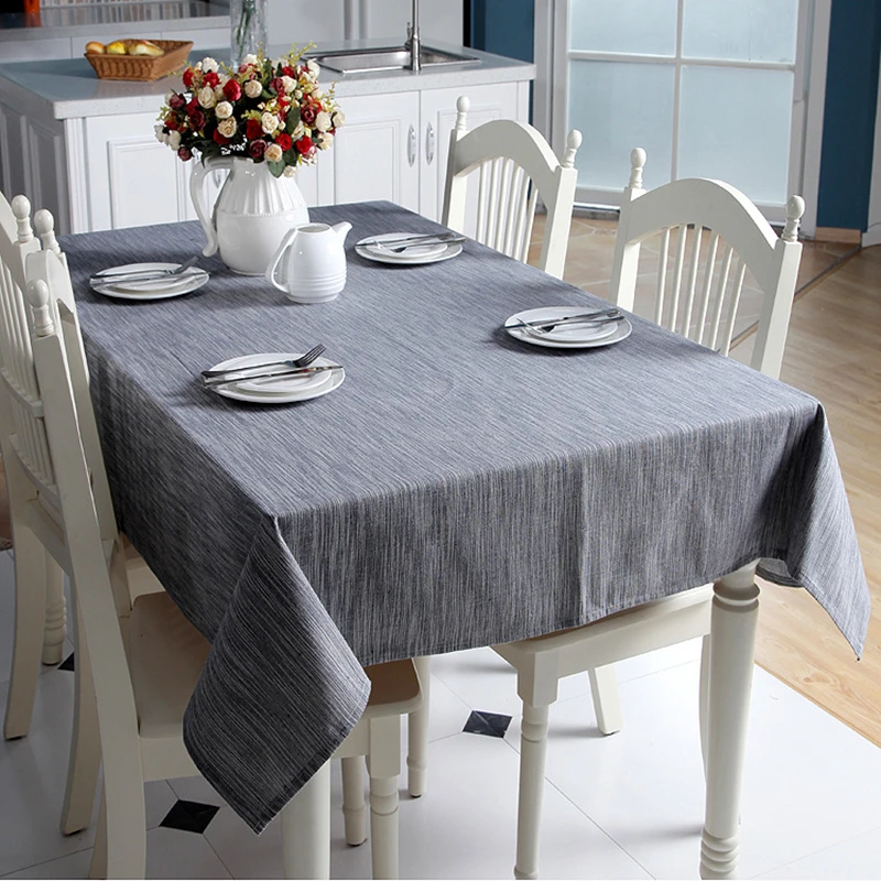  Korean Cotton Linen Tablecloth Solid Color Light Blue Dust-proof Table Cloth Wedding Banquet Rectan