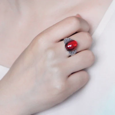 Высокое качество ручной работы кольцо из стерлингового серебра 925 Гранат женский черный халцедон женские ювелирные изделия богемные Кольца Ретро влюбленные подарок - Цвет основного камня: 7
