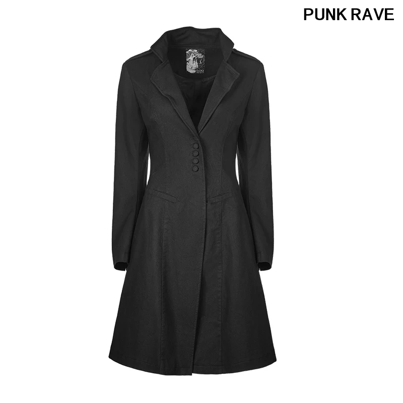 

Fashion Stand Collar And Lapels Are Filled Shaping Silk Enlarged Hem Casual Jacket Gothic black Women coat PUNK RAVE OY-840XCF