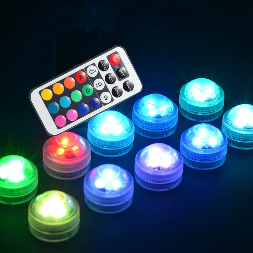Battery Operated Waterproof RGB Submersible LED Light Underwater Lights