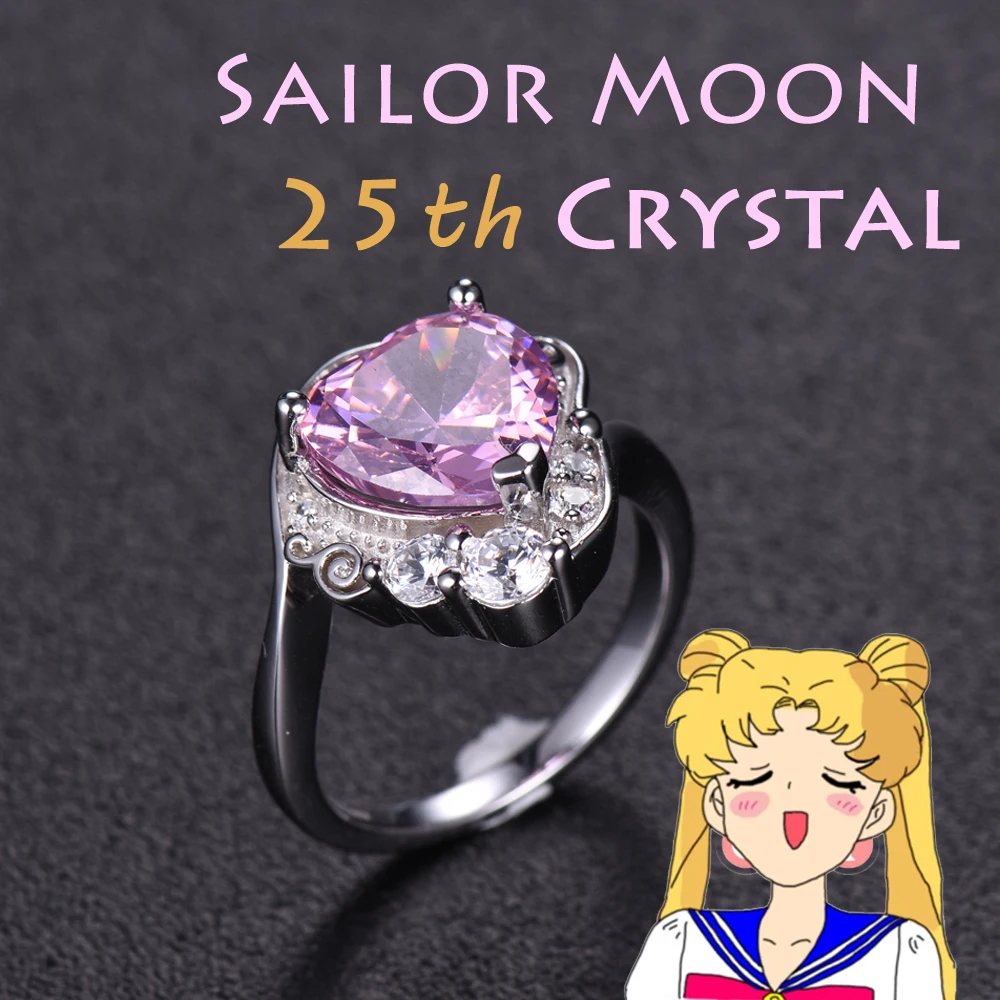 

Sailor Moon Crystal 25th Anniversary Princess Serenity Tsukino Usagi 925 Sterling Silver Lover Heart Engagement Ring