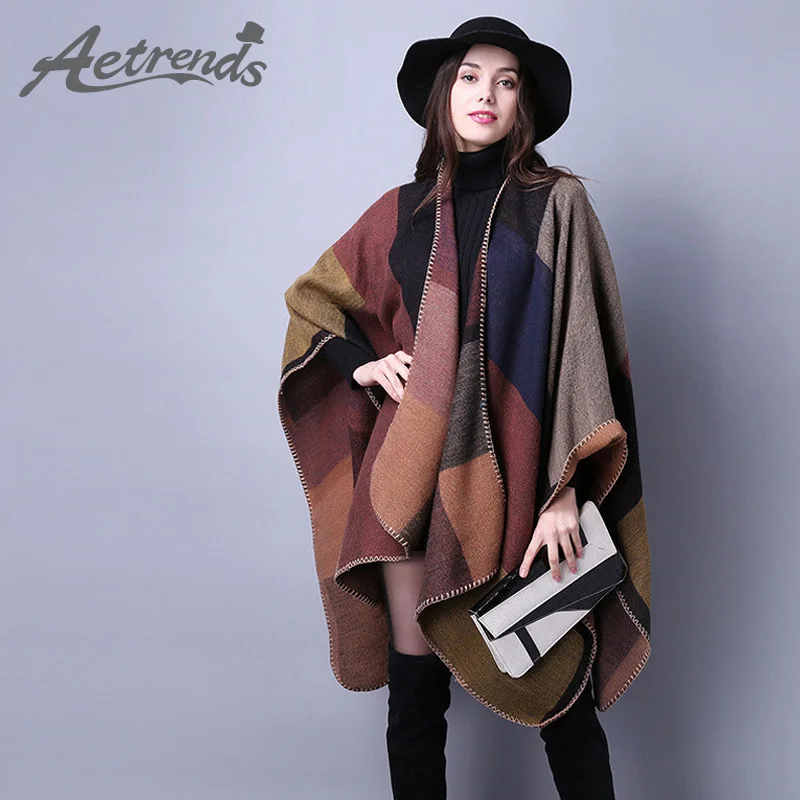 

2016 New Brand Women's Winter Poncho Vintage Blanket Womens Lady Knit Wrap Shawl Cape Scarf Poncho Z-2241