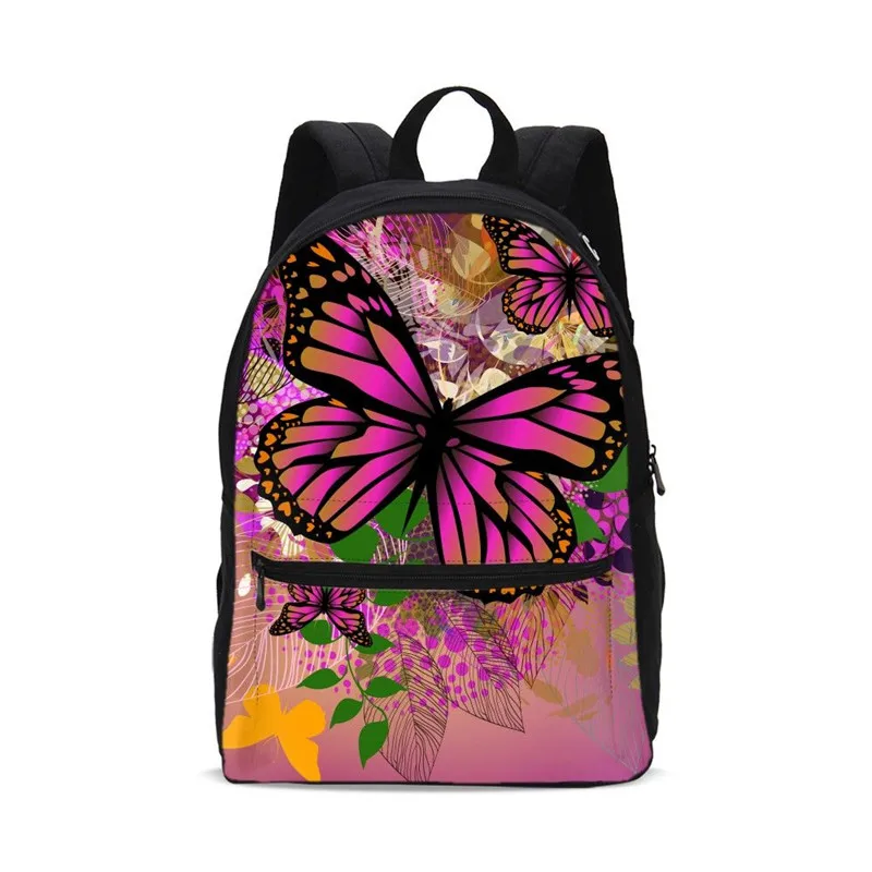 

Canvas Backpacks For Girls Boys Fashion Cool Floral Butterfly 3D Printing School Bag Teenage Kids Bookbag Rugzak Mochila Escolar