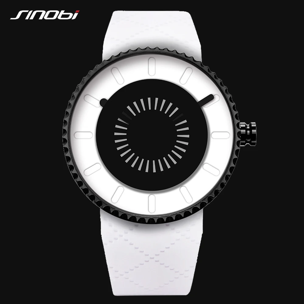

SINOBI White Fashion Creative Quartz watch Men & Women Silicone WatchBand Japan quartz-watch Clock Simple Designer Wristwatches