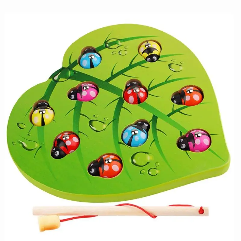 Деревянные магнитные ловушка для насекомых игра-головоломка родитель-ребенок интерактивные игрушки раннее образование цвет формы