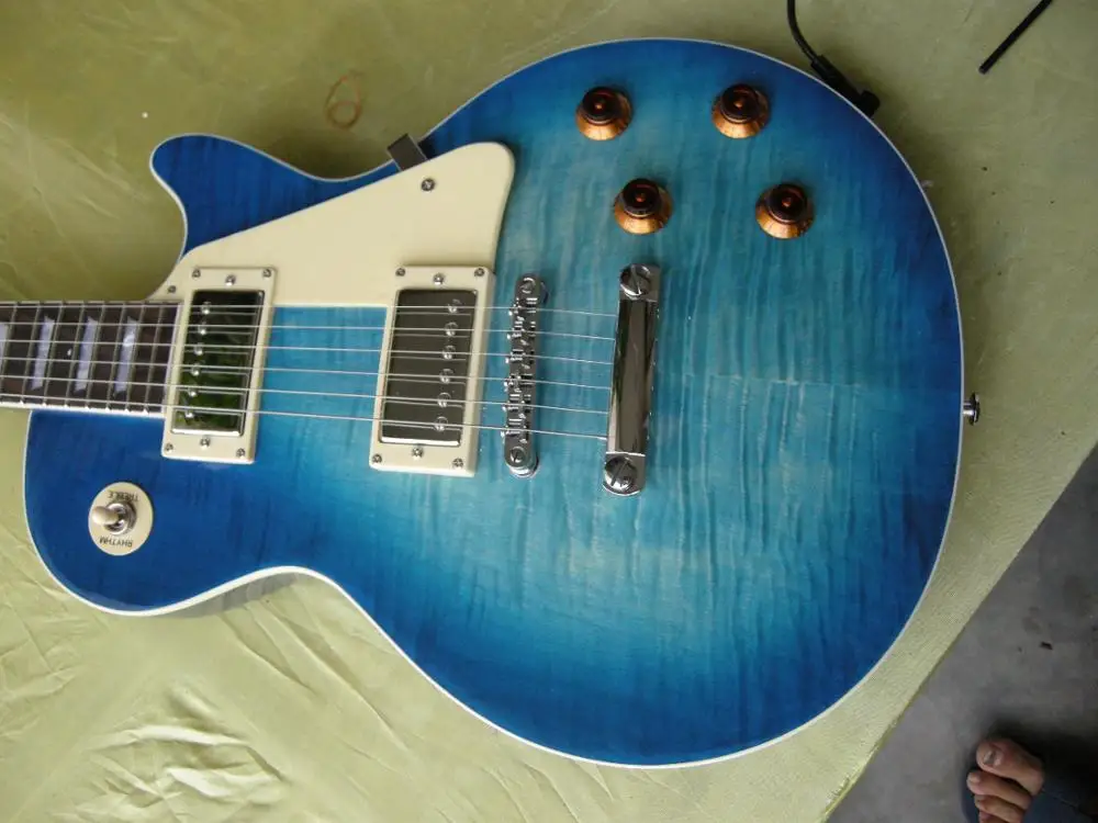 

custom guitar factory Top Quality Standard lp Electric Guitar with Flamed Maple Top BLUE Guitar Free Shipping 99