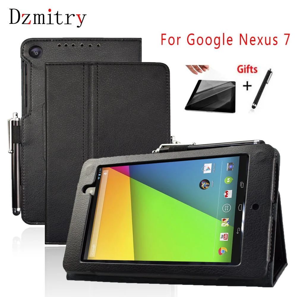 

PU Leather Stand Case Cover For ASUS Google Nexus 7 II 2nd 2 Gen 2013 FHD Flip Protective Auto Wake/Sleep Tablet Cases+film+pen