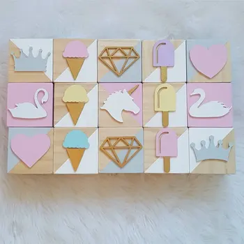 

3pcs Wooden Cartoon Cubes Fun Building Blocks Early Learning Educational Toys Birthday Gift for Children Toddler Kids