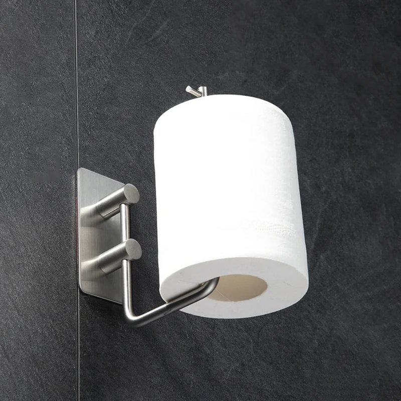 180° rotatable toilet paper holder bathroom towel rack self-adhesive simple stainless steel bathroom storage rack home storage organizer (3)
