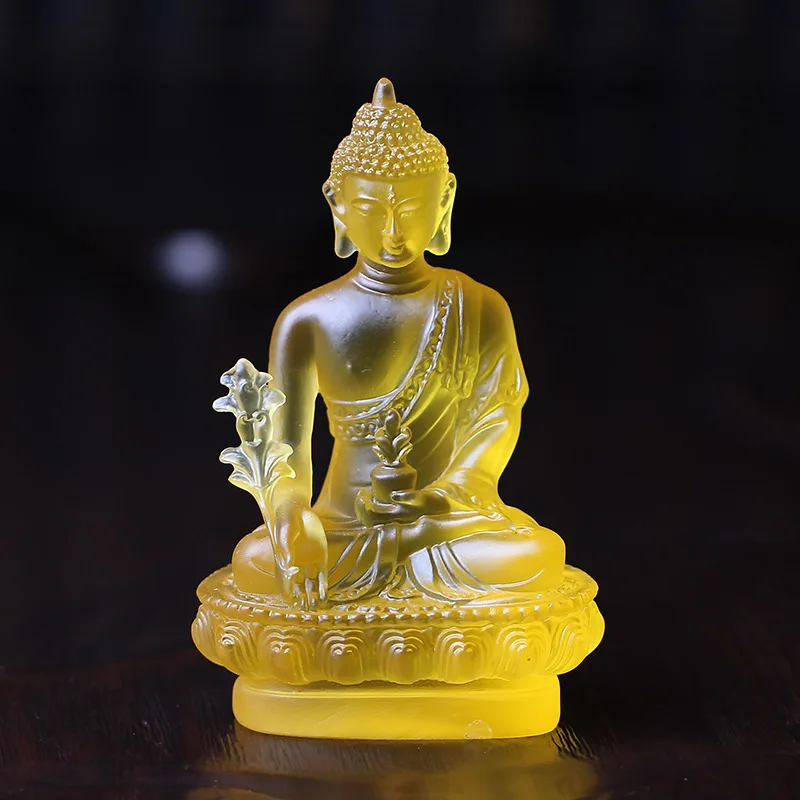 13 см высокий# хороший Будда буддистский благословенный семейный дом безопасность эффективная защита кристалл смолы Будда медицина Будда