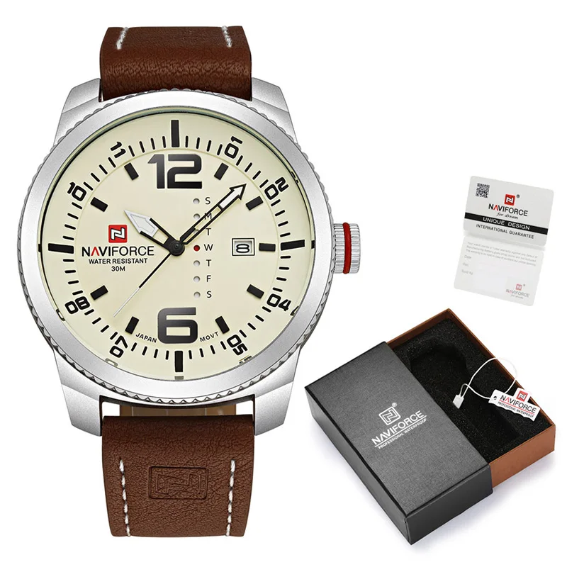 NAVIFORCE Топ люксовый бренд мужские часы кварцевые спортивные мужские часы мужские кожаные Наручные часы с коробкой набор для продажи Relogio Masculino - Цвет: SY-Box-B