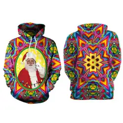 ISHINE 2018 Европа и Америка Рождество Санта Клаус красочным принтом пуловер толстовка с капюшоном личности модные женские топы