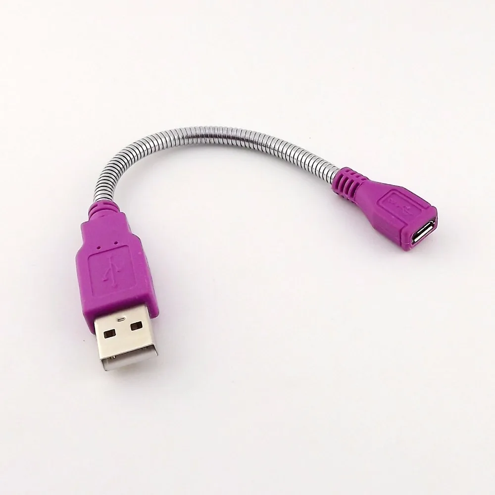 

1pc USB 2.0 A Male Plug to USB Micro Female Extension Flexible Metal Stand Cable 15cm