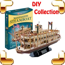 Новое поступление подарок Mississippi Steamboat 3D головоломка модель большая древняя лодка коллекция стол наружное декорирование дети IQ развивающие игрушки