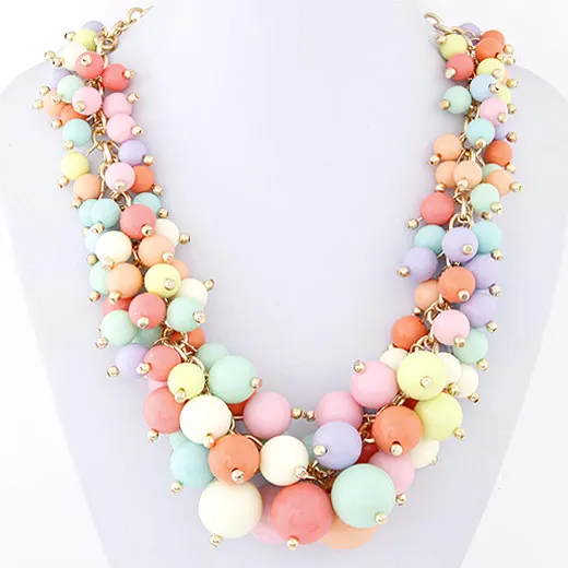 Kopen 2017 Mode Snoep Kleur Bib Verklaring Kettingen Kralen Ketting Choker Collier voor Vrouwen Collares Colar Accessoires