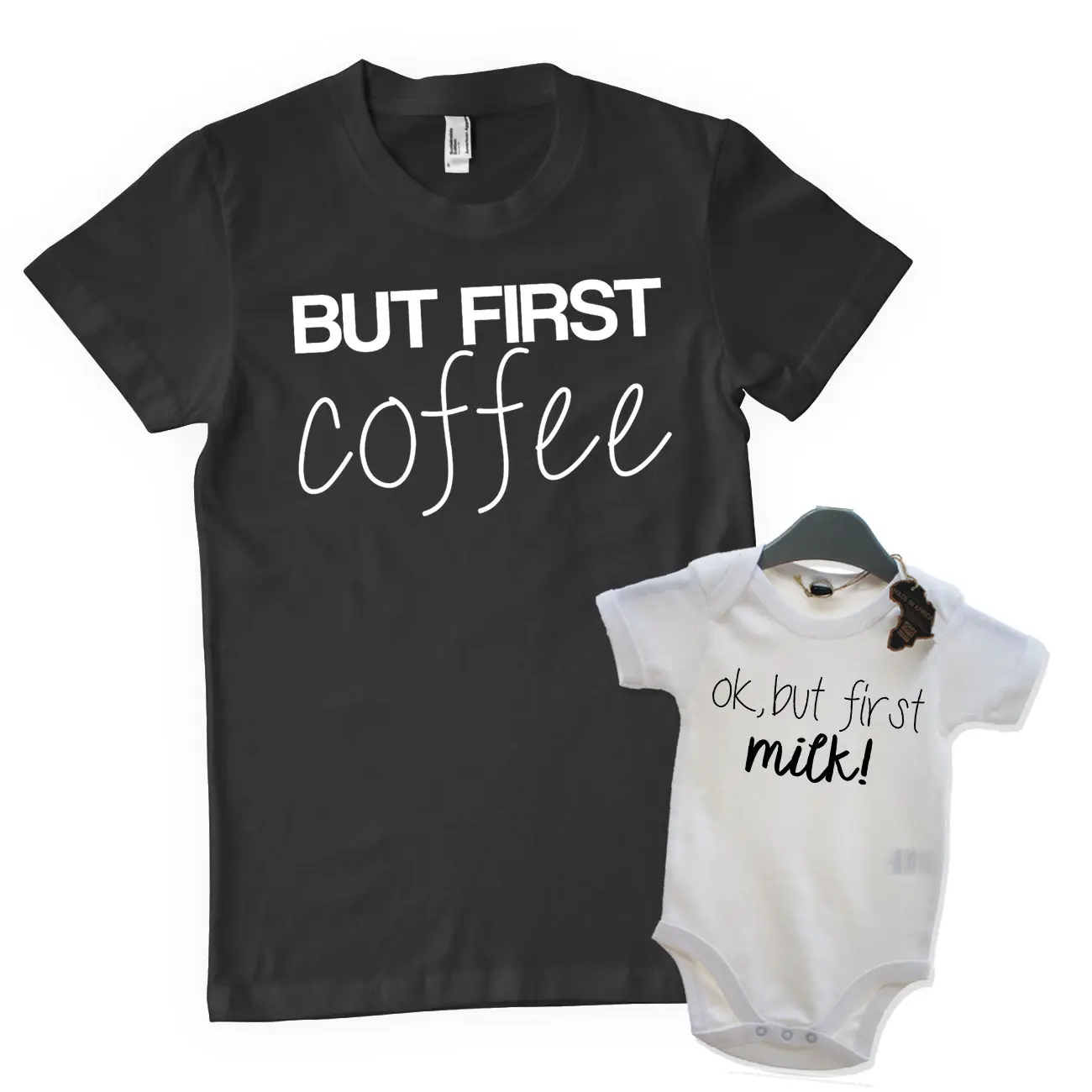 

But First Coffee OK But First Milk Baby Grow T Shirt Matching Present Funny Joke Funny Tops Tee New Unisex Funny free shipping