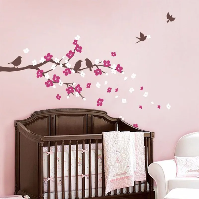 جديد الكرز فرع مع الطيور-الاطفال الفينيل الجدار ملصق صائق مجموعة حضانة الطفل نوم ديكور المنزل جدار الشارات للإزالة د جديد الكرز فرع مع الطيور-الاطفال الفينيل الجدار ملصق صائق مجموعة حضانة الطفل نوم ديكور المنزل جدار الشارات للإزالة د