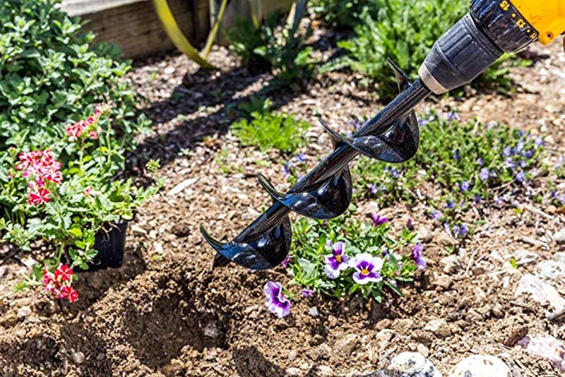 REIZ 9 inch Garden Auger Drill Bit Spiral Gardening Bedding Planting Hole Digger Tool Planting Irrigation for Electric Hammer 7