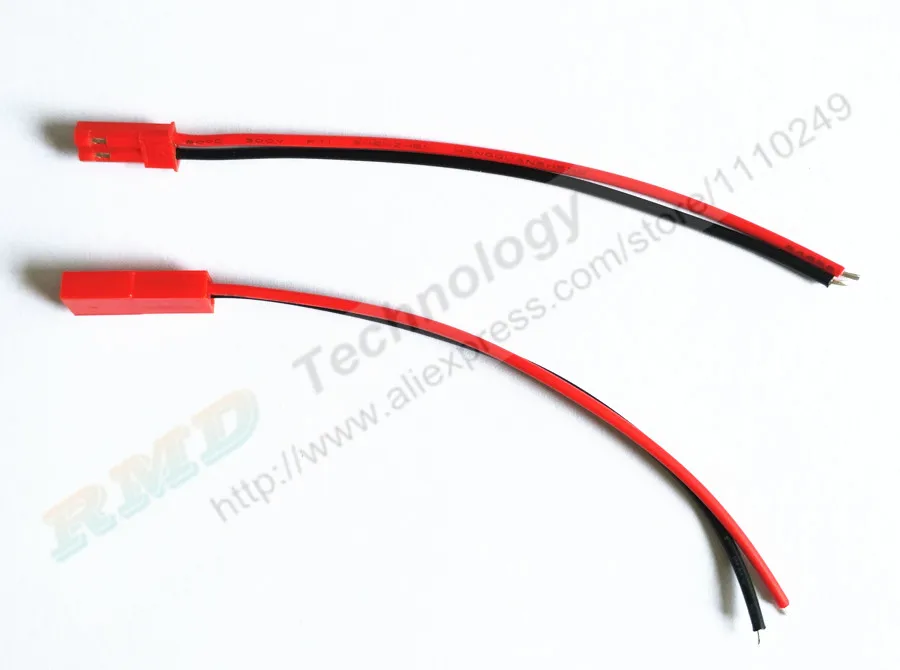 

20pcs/lot 10 Pairs Hot 100mm 10cm JST Connector Plug Cable Male+Female for Auto,RC Battery Free shipping