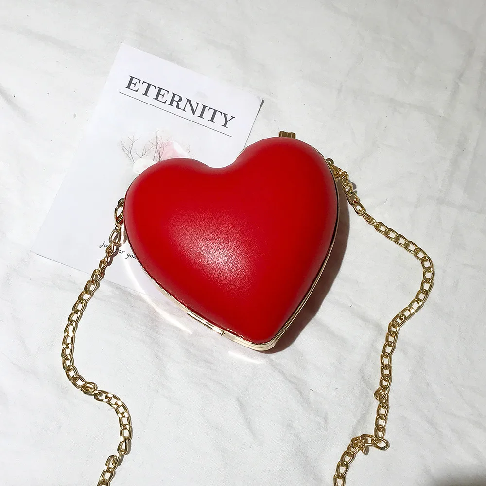 

2018 Women Shoulder Bag PU Leather Heart-Shaped Metal Chain Crossbody Messenger Shoulder Bags Ladies Solid Hasp Handbag 10Jul 24