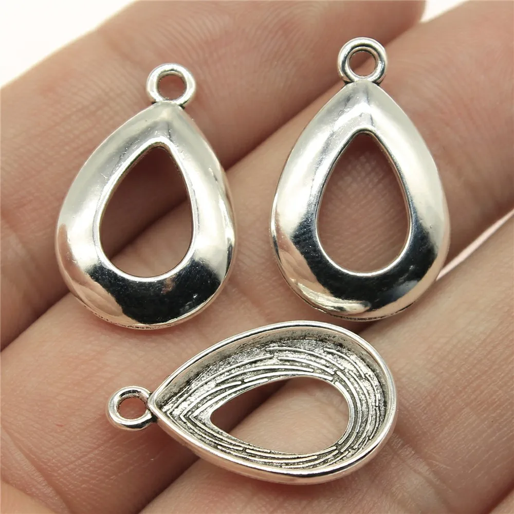 10pcs Charm Hollow Drop Shape Charm For Earring Making 3 Colors 23x15mm