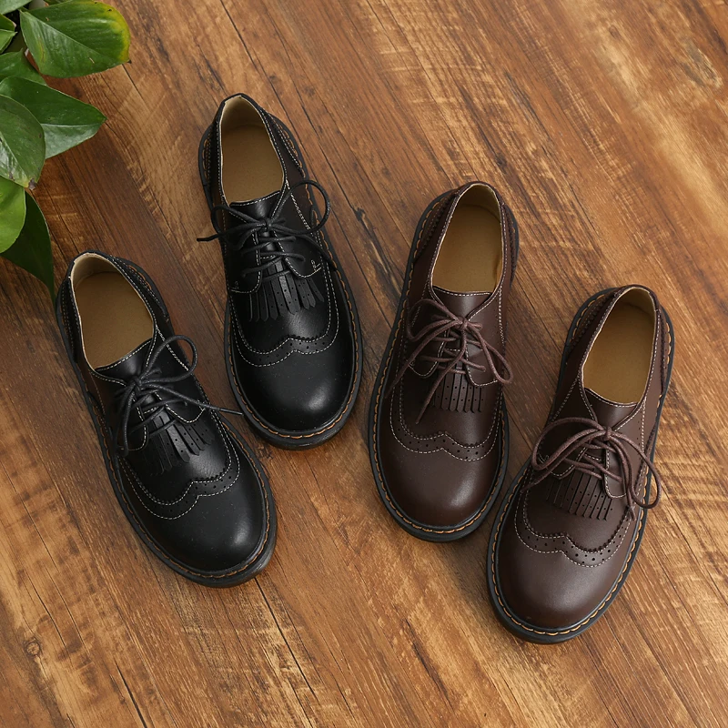 

2019 New Vintage Martin Shoes College Student Shoes Cosplay JK Uniform Shoes Platform Shoes for Women/Girls Lace-up 35-40