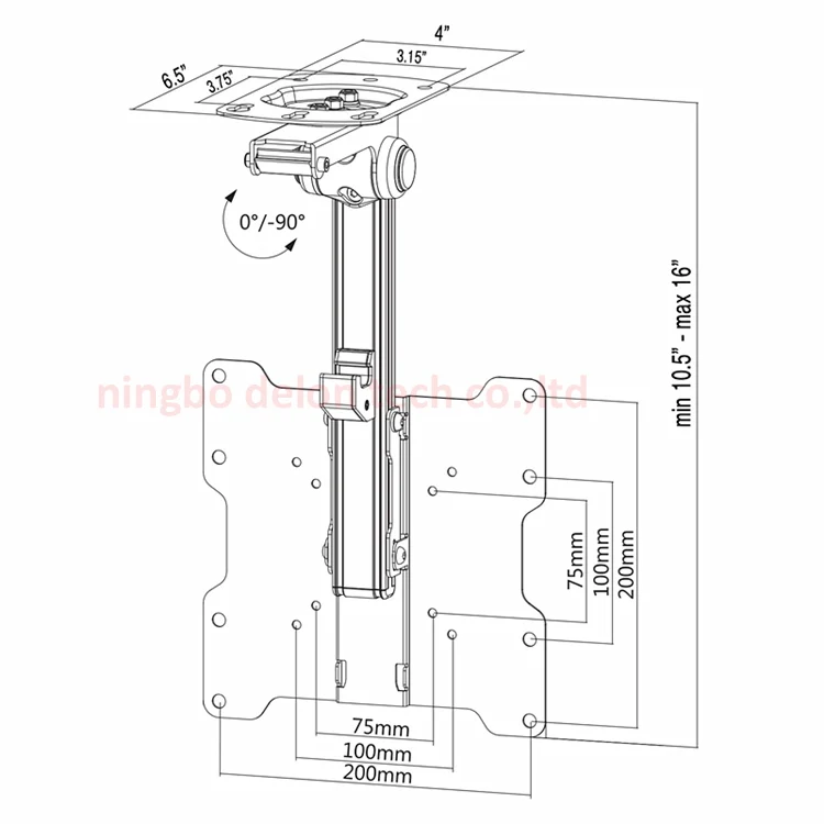 CB 1 aluminum 20kg tilt down 30&quot 27&quot 13&quot monitor ceiling mounted bracket LCD TV support on inclined roof rotate 360 swivel|tv