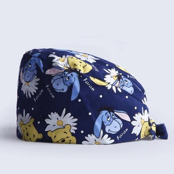 

Donkey Veterinarian Medical Cap Surgical Nurse Caps Women Men Scrub Hats Tieback Chemo Ground Caps Dental Clinic Work Hats