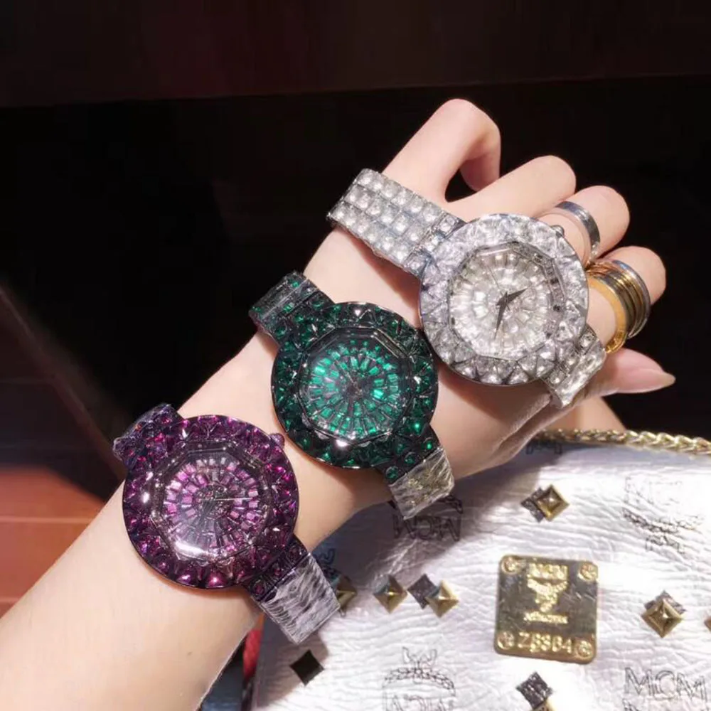 

Top Luxury Brand Full diamond Watch Fashion Shining Austria crystal Dress watch big Rhinestone Stainless Steel Ladies Wristwatch