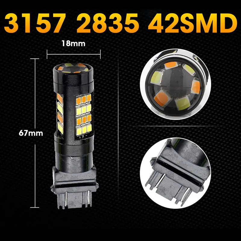 Hlxg 2 шт. T25 Led 3157 дневной свет для Автомобильная Парковка лампы сигнала поворота лампы светодиодное освещение автомобиля задний стоп-сигнал