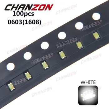 

100pcs 0603 (1608) White LED SMD Chip Bulb Surface Mount SMT Beads 20mA DC 3V Ultra Bright Light Emitting Diode LED Lamp for PCB