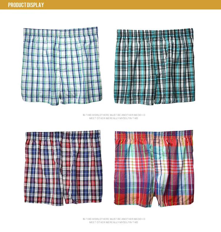 High Quality Brand 4-Pack Men's Boxer Shorts Woven Cotton 100% Classic Plaid Combed Male Underpant Loose Breathable Oversize tight boxers