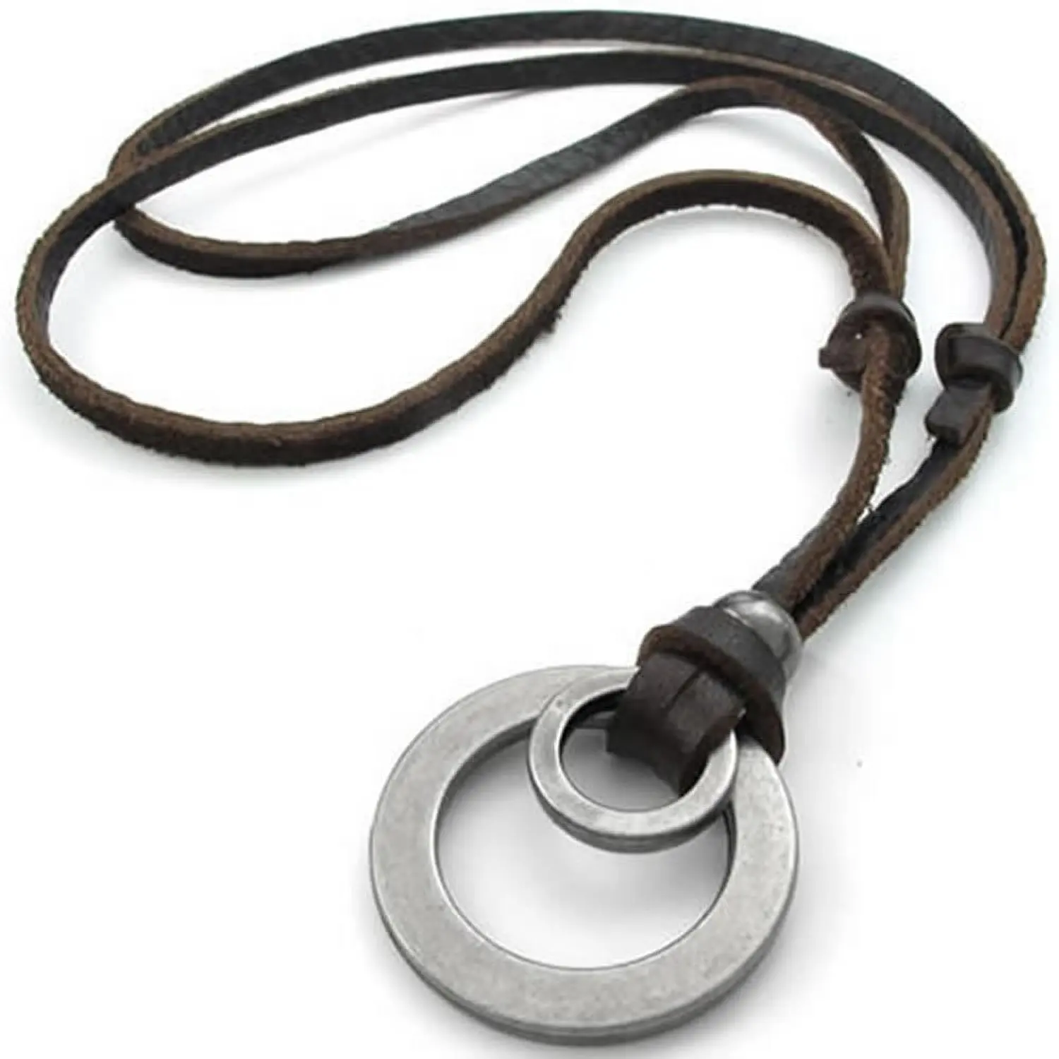 font b Jewelry b font Men s Ladies Necklace Alloy Pendant with Leather Brown
