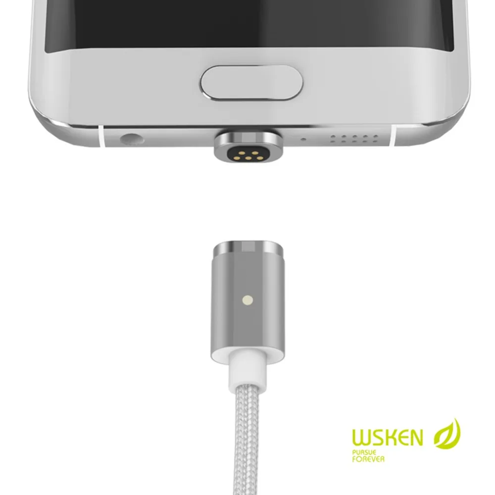 WSKEN Mini 2 светодиодный магнитный USB кабель для быстрой зарядки Магнитный кабель Micro USB для samsung S6 S7 Edge Micro USB кабели для телефонов